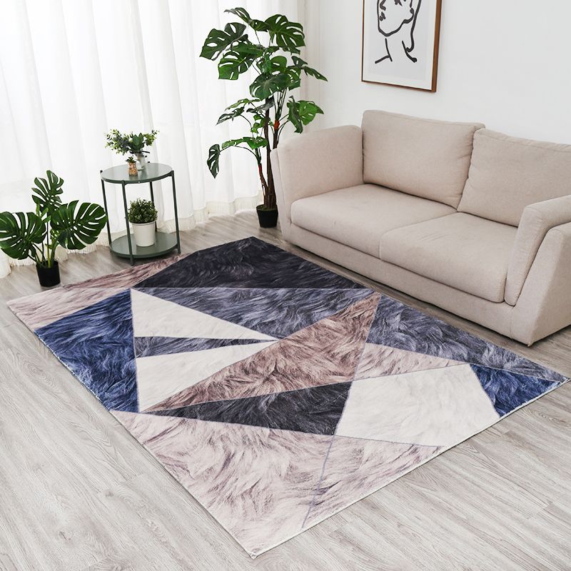 Stylish Geometric Pattern Area Rug Modern Polyester Rug Anti-Slip Easy Care Rug for Living Room