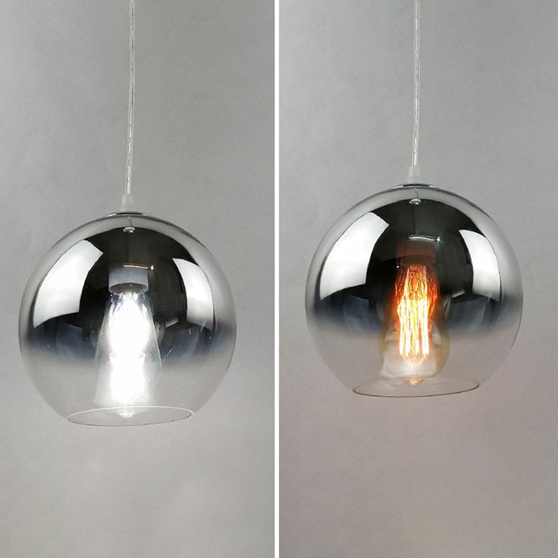 Glass Globe Single Hanging Lamp in Modern Artistic Style Wrought Iron Indoor Pendant Light