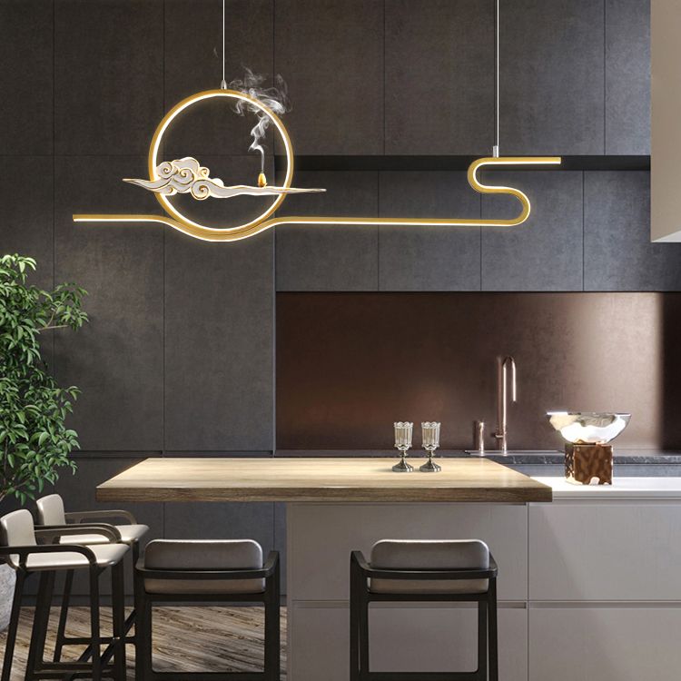 Resin Hanging Pendant Lights Modern Linear Hanging Lamps for Dining Room