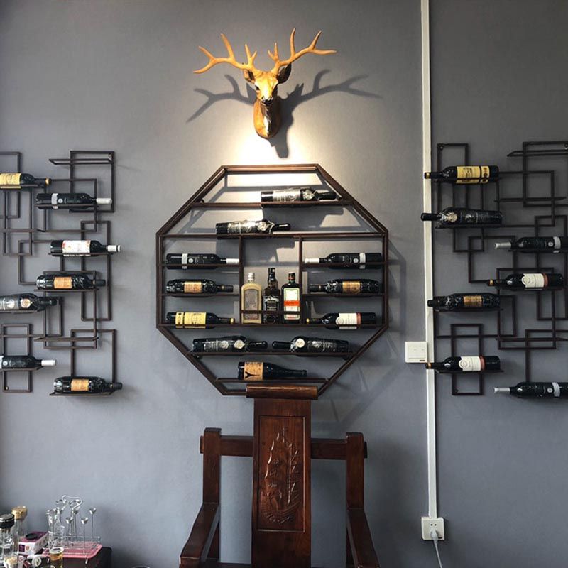 Industrial Wall Mounted Bottle Wine Rack Metal Wine Rack Bottle in Brass