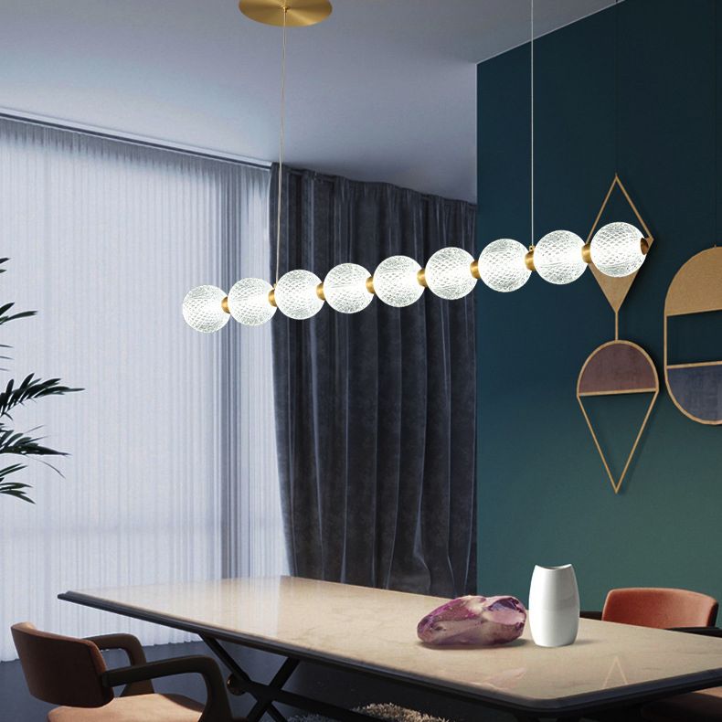 Clear Globe Acrylic Shade Island Pendant Modern Linear LED Dining Table Island Ceiling Light
