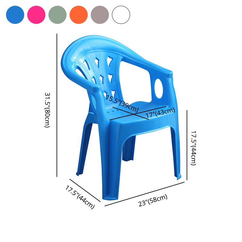 Silla de comedor de plástico de estilo moderno, sillón de comedor apilable con respaldo de listones para el hogar