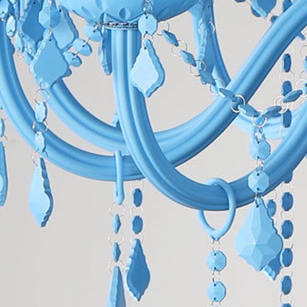 Multi Light Candle Branch Hanging Pendant Modern Style Crystal Hanging Lighting in Blue