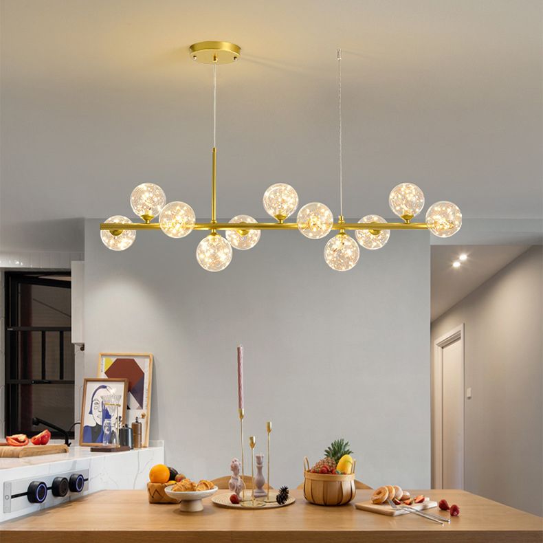 Modern Kitchen Island Lighting Oval Metal Island Ceiling Light with Glass Shade