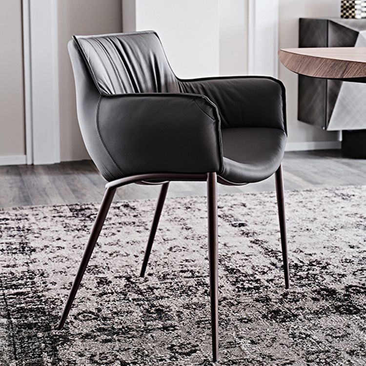 Industrial Arm Chair Metal Solid Back Dining Room Chair for Dining Room