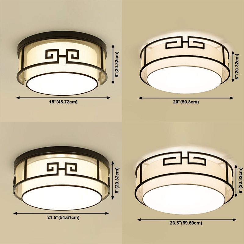 3/5 Hoofden Stof Plafondlamp Chinese Stijl Flush Mount Verlichtingsapparatuur voor Woonkamer