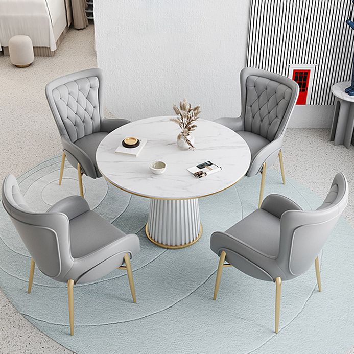 1/5 Pcs Metal Modern Dining Set with Round Indoor Table Dinette Set