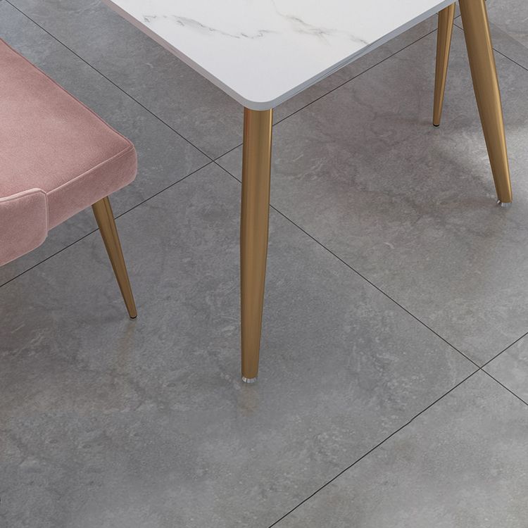 Stone Top Gold Base Dinner Room Kitchen Table Traditional Luxury Rectangle Dining Table