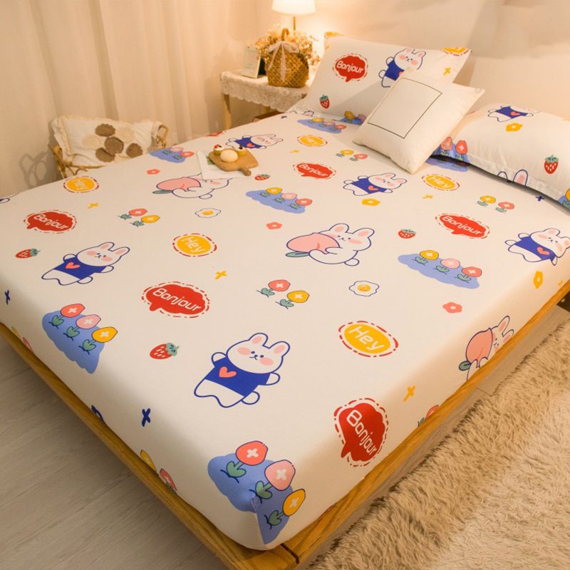 Fitted Sheet Cotton Floral Printed Ultra Soft Breathable Wrinkle Resistant Bed Sheet Set