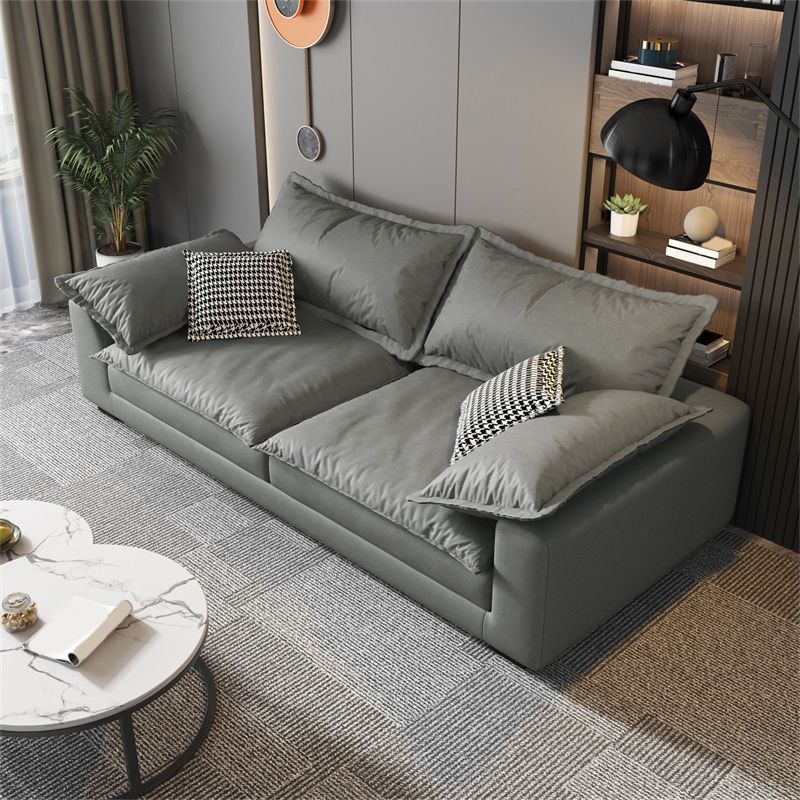 Stain Resistant Sofa Couch Square Arm Sofa Set with Pillows in Grey
