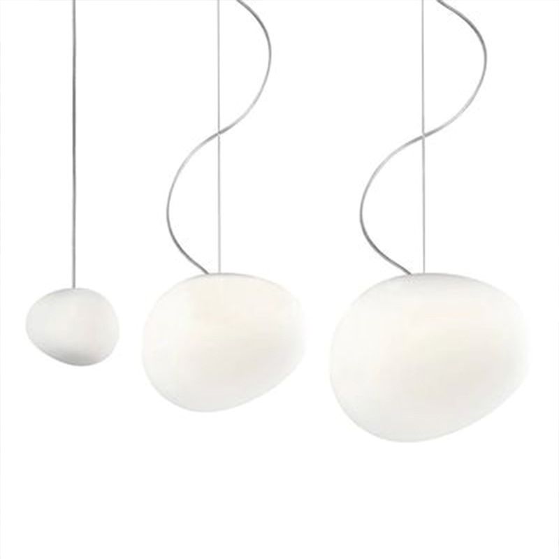 Wit kiezelvormige glazen ophanging Licht Moderne stijl Minimalisme Corridor Verlichtingsarmatuur met 70,8 "verstelbare draad