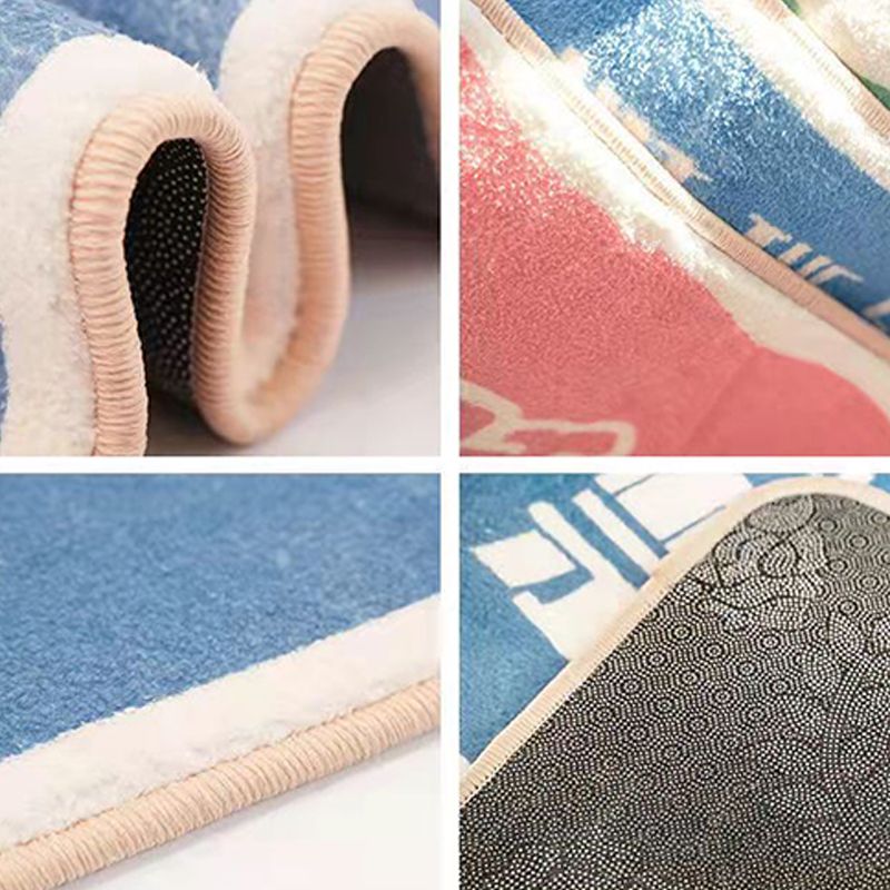 Contemporary Houndstooth Print Carpet Polyester Indoor Rug Non-Slip Backing Rug for Adult's Bedroom