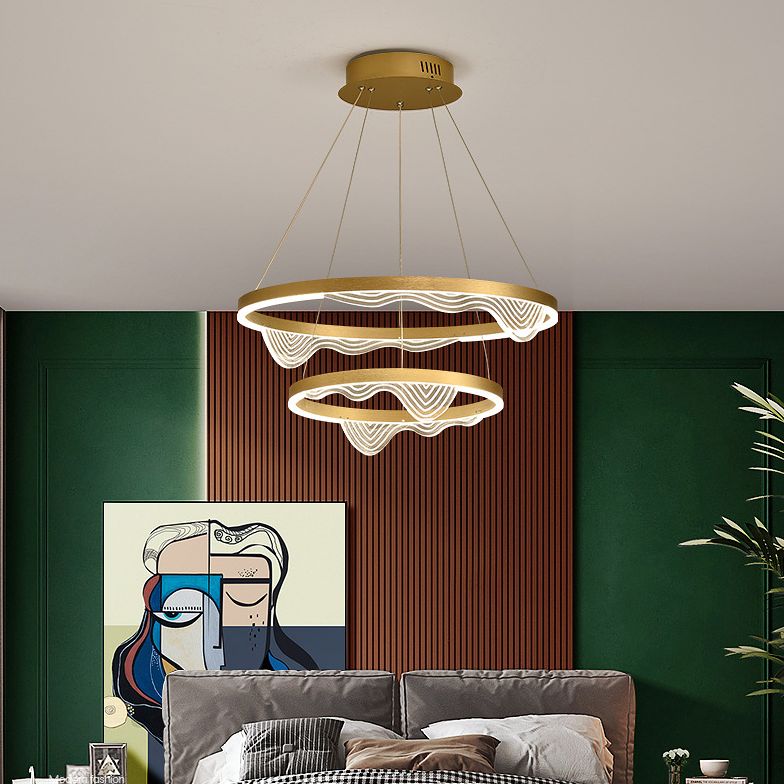 Candelier de niveles acrílicos Elegante LED Minimalista Luz colgante de lámpara para sala de estar