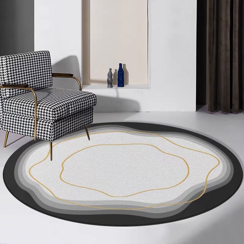 Light Gray Living Room Carpet Causal Abstract Rug Polyester Non-Split Area Rug