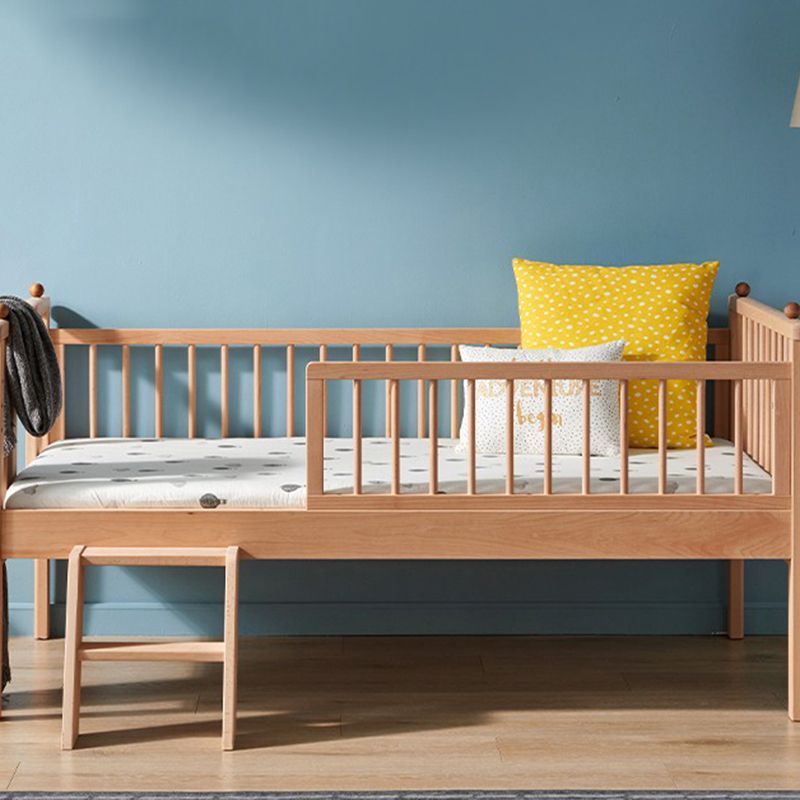 Traditional Wooden Baby Crib Solid Color Arched Crib with Guardrail