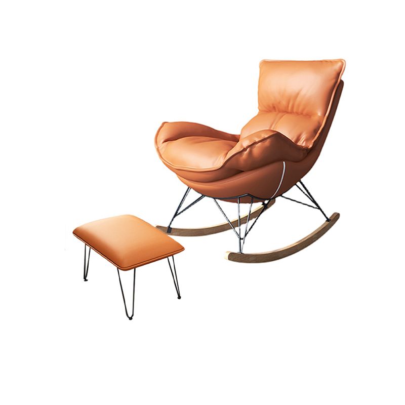 Modern Armless Accent Chair Faux Leather & Velet Lounge Chair with High Back