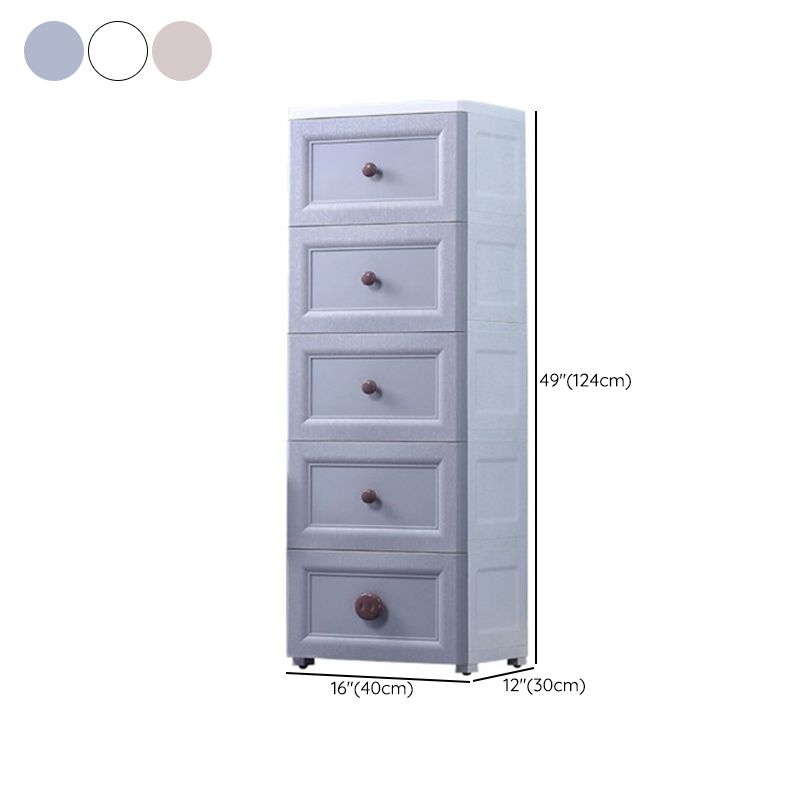 Plastic 5-drawer Storage Cabinet Modern Wardrobe Armoire with Legs