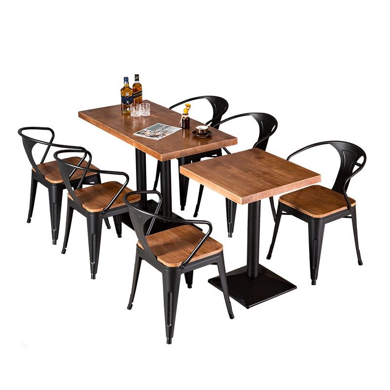 Black Base Dining Table Industrial Wood Table for Dining Room Kitchen
