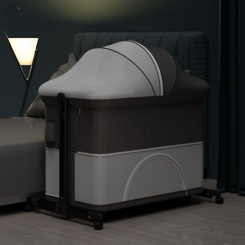 Modern Convertible Bedside Bassinet Fabric Portable Cradle with Storage