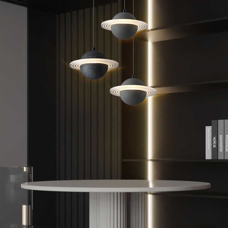 Stone Integrated LED Hanging Lamp Kit Minimalist Style Pendant Spherical in 1 Light