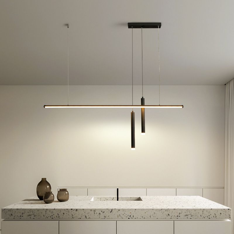 Lineair eilandlichtarmatuur moderne 3-licht LED-hangende lampen met witte acrylschaduw