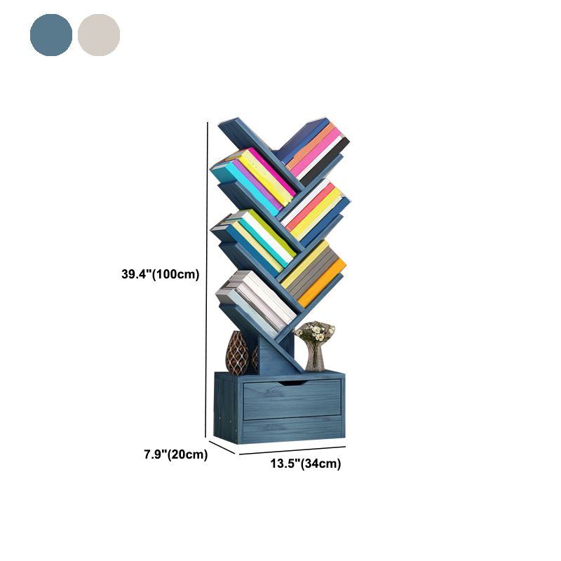 Modern Engineered Wood Bookshelf Geometric Open Shelf Bookcase