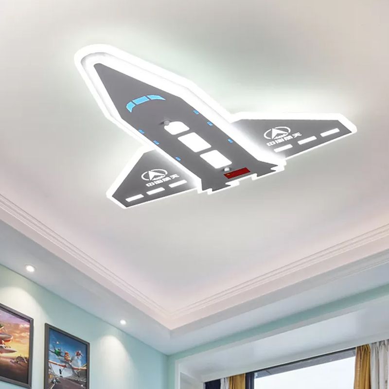 White 3D Aeroplane Design Flush Light Fixture Contemporary Metallic LED Flush Mount Lamp for Kid Room