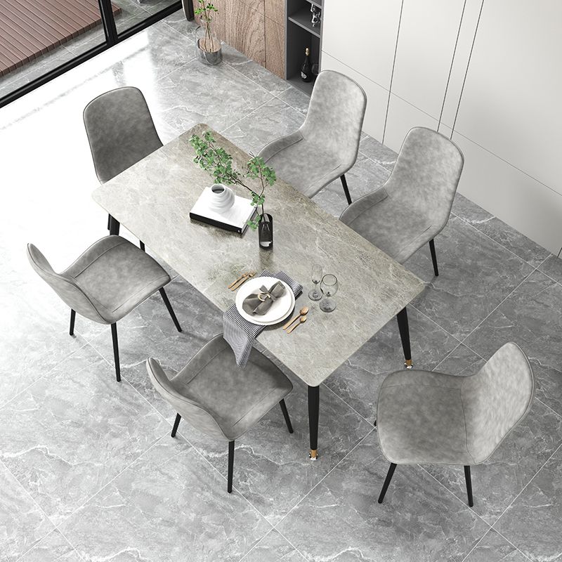 Traditional Luxury Dining Table Sintered Stone Rectangle 4 Legs Table for Home