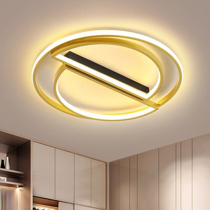 Lampada da incasso a cerchio integrato nero/oro Simplicity Apparecchio da soffitto in metallo a LED con luce calda/bianca, larghezza 16,5"/20,5"