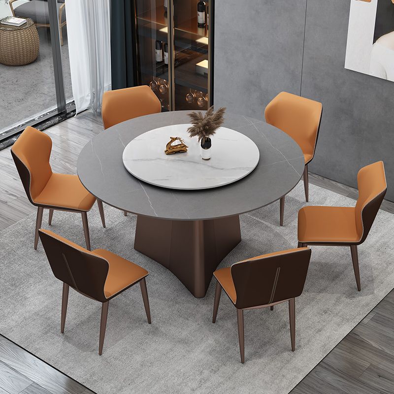 Muebles de la base del pedestal redondo colección de comedor de piedra de estilo de lujo sin platillo giratorio