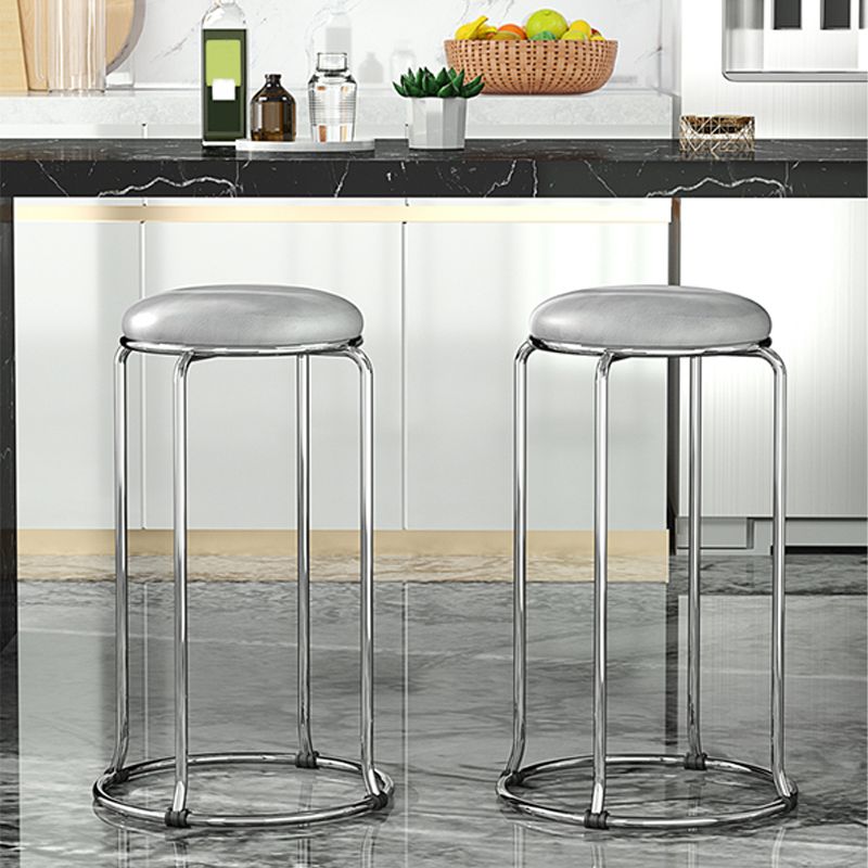 Scandinavian Stackable Armless Bar Stools Round Seat Backless Barstool