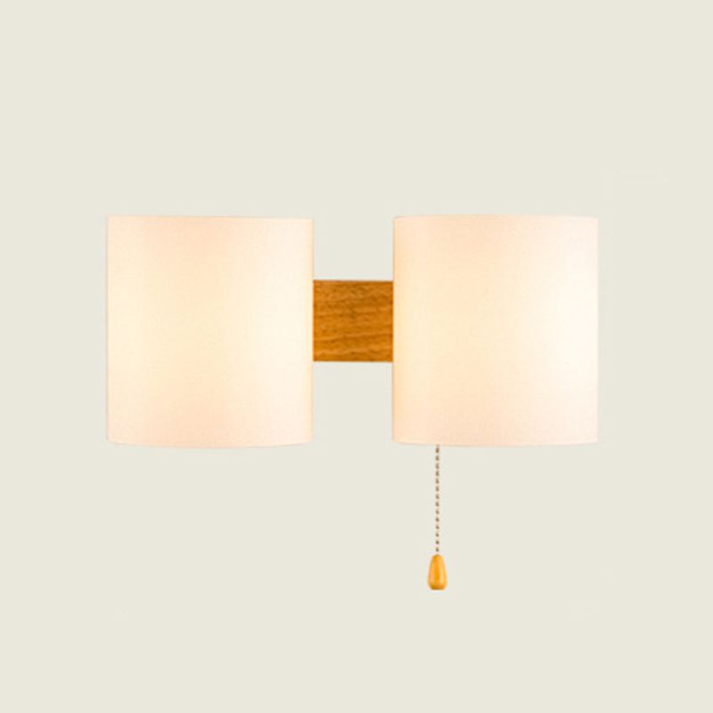 Nordic Wall Sconce Cylinder Wall Light Fixture with Wood for Bedroom