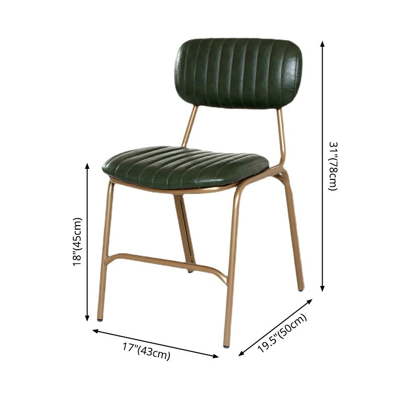 Chaises de salle à manger sans bras rembourrées, chaise latérale à dossier ouvert industriel avec pieds en métal