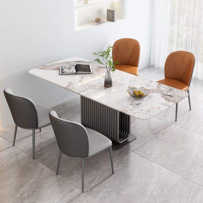 Modern Style Faux Leather Chair Armless Metal Side Chair for Home Use