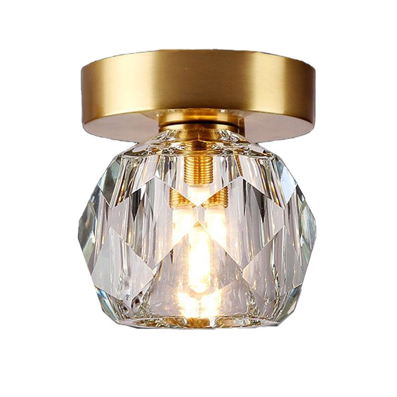 Round Ceiling Flush Mount Light Modern Crystal Aisle Close to Ceiling Light in Coppery