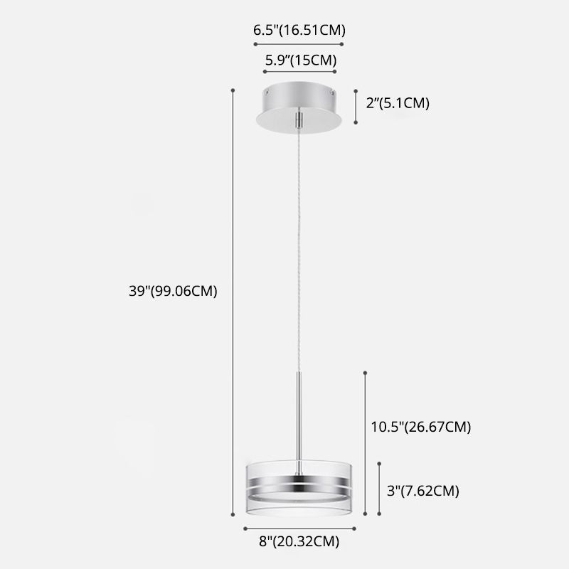 Iluminación de suspensión redonda plateada Simplicidad Cuerte LED de vidrio transparente para comedor