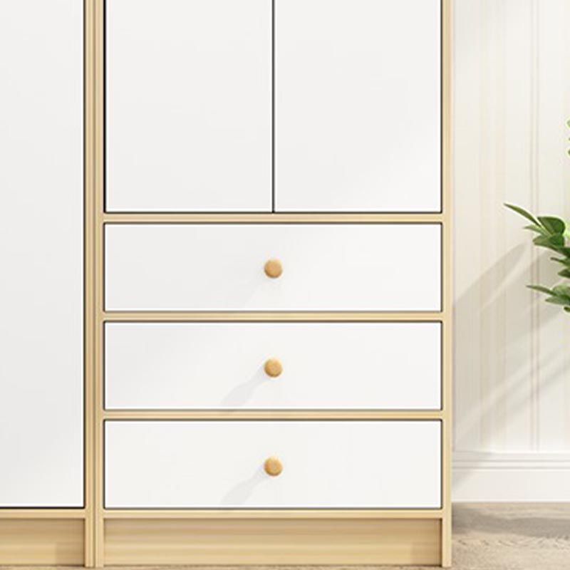 Modern Wooden Wardrobe White Colour Cloth Rod Included Wardrobe Closet for Home