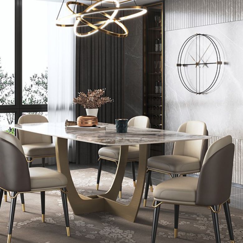 Upholstered Armless Dining Chair Home Faux Leather Dining Side Chair