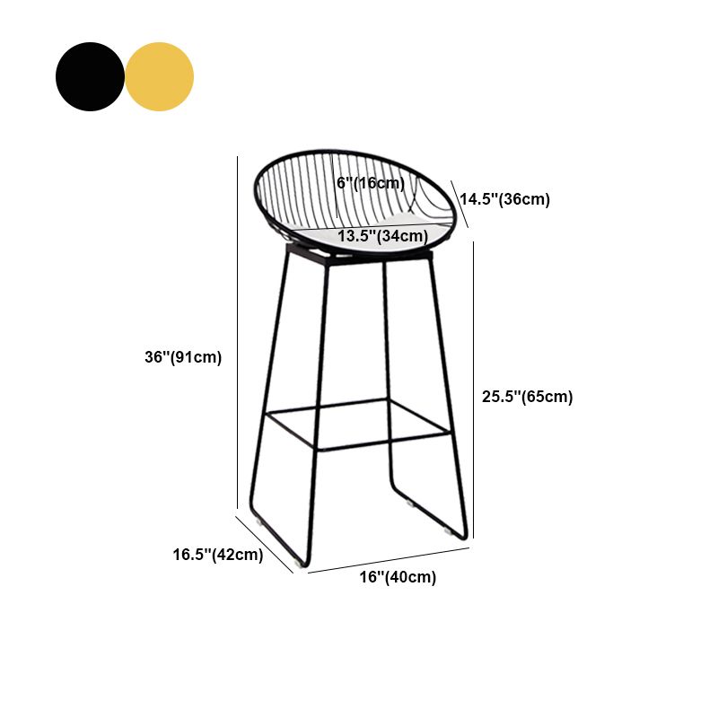 Glam Armless Backrest Counter Stool Iron Bar Stool with Footrest