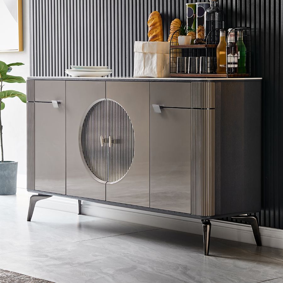 Modern Buffet Table Stone Sideboard Table with Doors for Kitchen