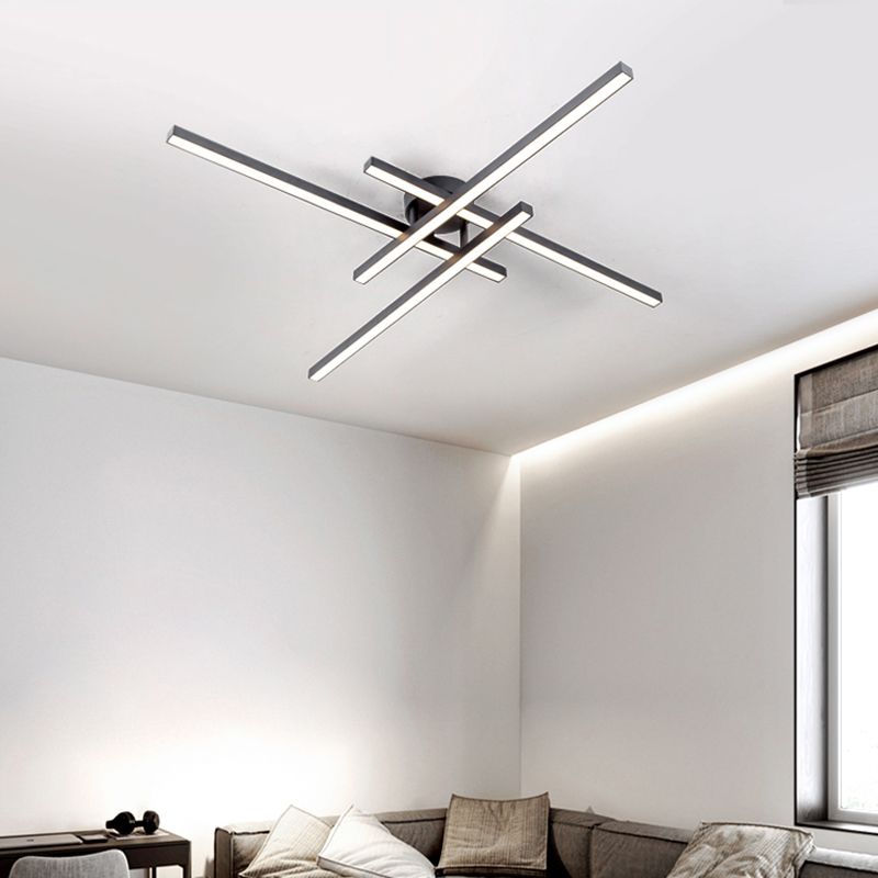 Aluminum Line Art Semi Mount Lighting Minimalist Metal LED Ceiling Flush Light for Bedroom