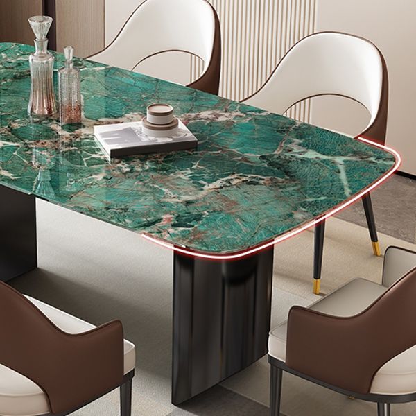 Double Pedestal Dining Table Rectangle Dining Table for Kitchen