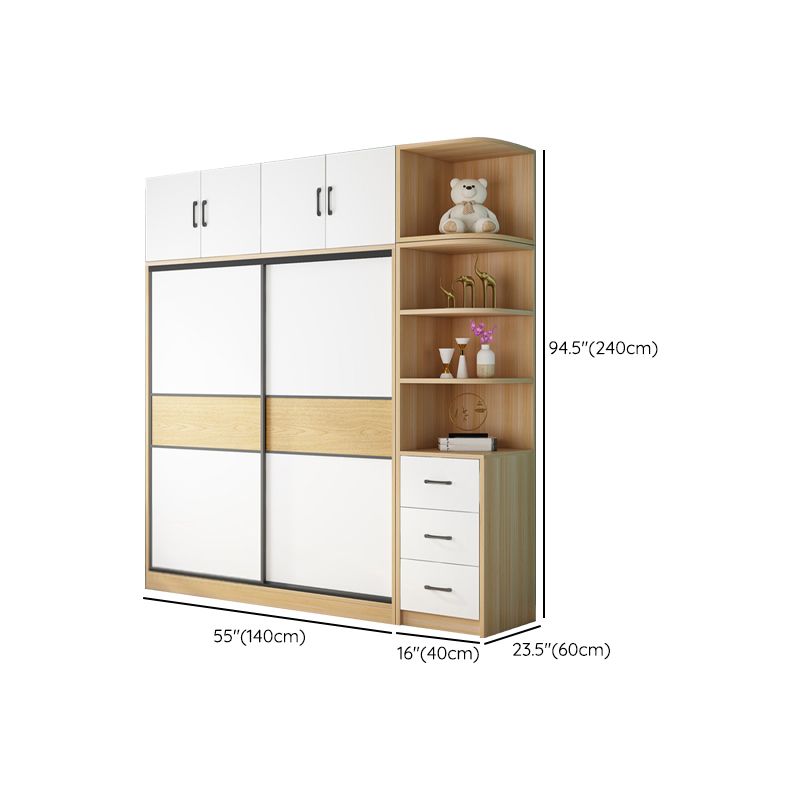 Artificial Wood Wardrobe Freestanding Wardrobe with Sliding Doors for Bedroom