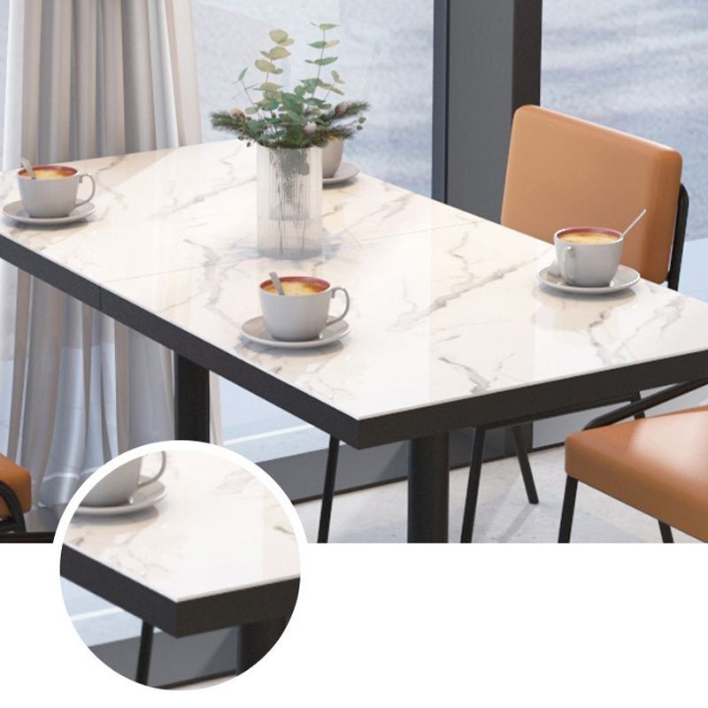 Sintered Stone Dining Table Industrial Square Dining Table with Metal Base