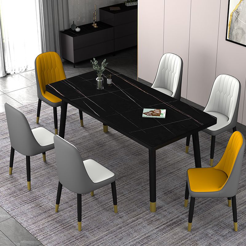 Dining Room Set Nordic Sintered Stone Rectangular Dining Table with Trestle Base