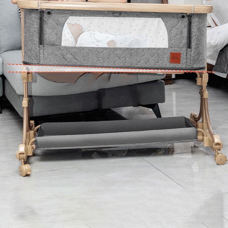 Contemporary Adjustable Crib Cradle Metal Bedside Bassinet With Canopy