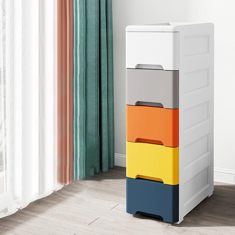 Contemporary Storage Cabinet Plastic Wardrobe Armoire with Drawer