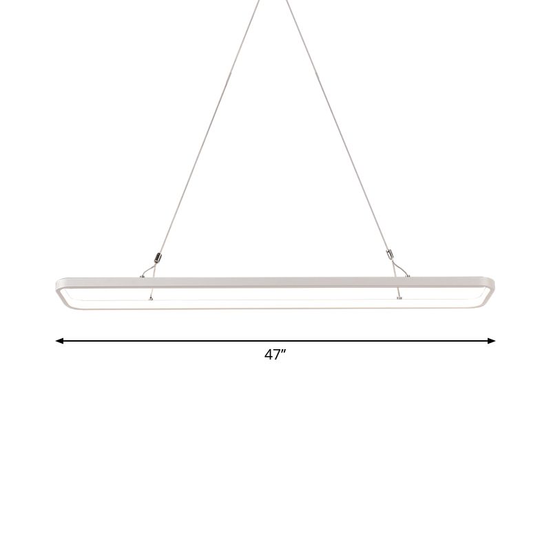 23.5"/39"/47" L Dining Room LED Pendant Light Minimalistic White Island Lamp with Rectangle Acrylic Shade, Warm/White Light