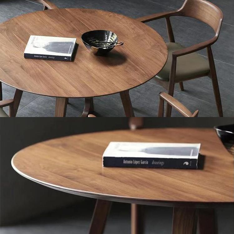 Moderne stijl massief houten eettafel dubbele voetstuktafel voor keukenhuis