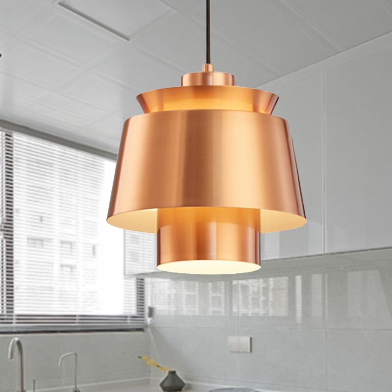 Lámpara de luz colgante de estilo modernista Metálico 1 cabezal Lámpara colgante de sala de estar en negro/gris
